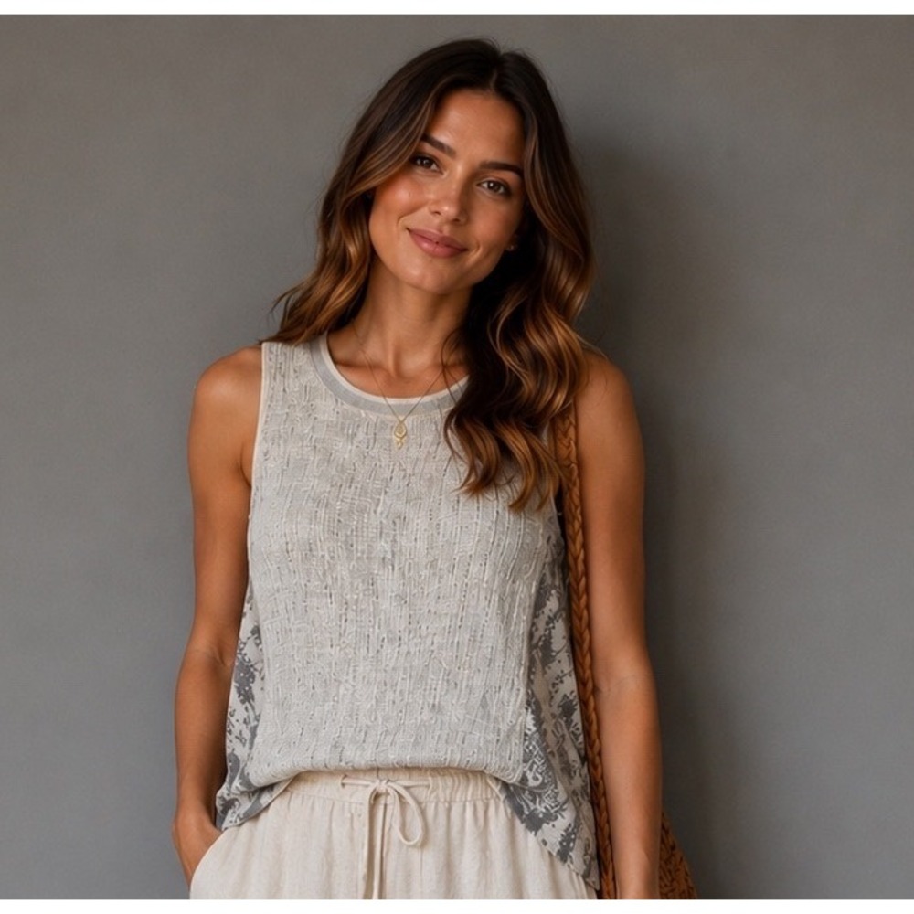 Akemi + Kin Textured Sleeveless Tank Snake Print High Low Boho Anthropologie